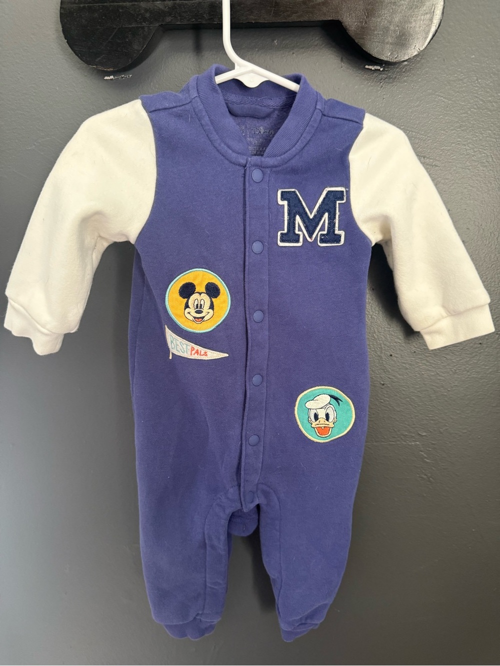 Disney Purple & White Mickey & Donald Baby Footed One-Piece